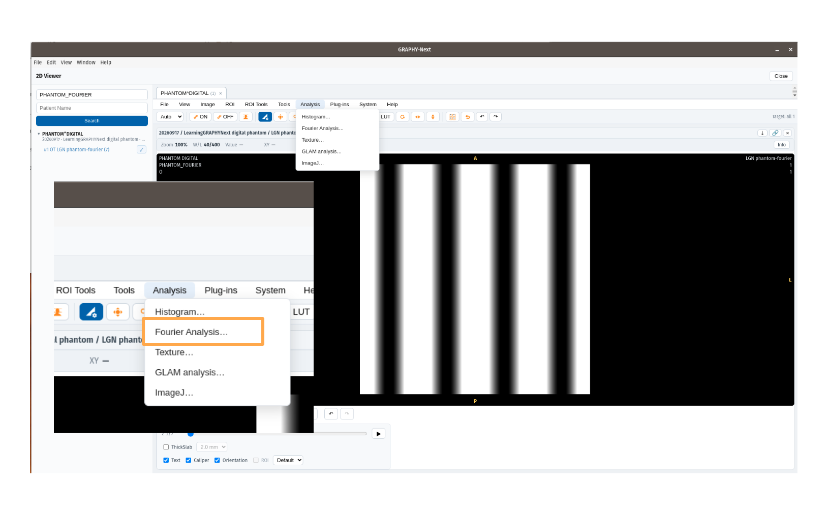 GRAPHY-Nextの「Analysis」メニューから「Fourier Analysis…」を選択